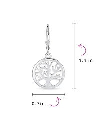 Bling Jewelry Oval Disc Tree of Life Dangle Earrings 14K Rose Gold Plated Sterling Silver