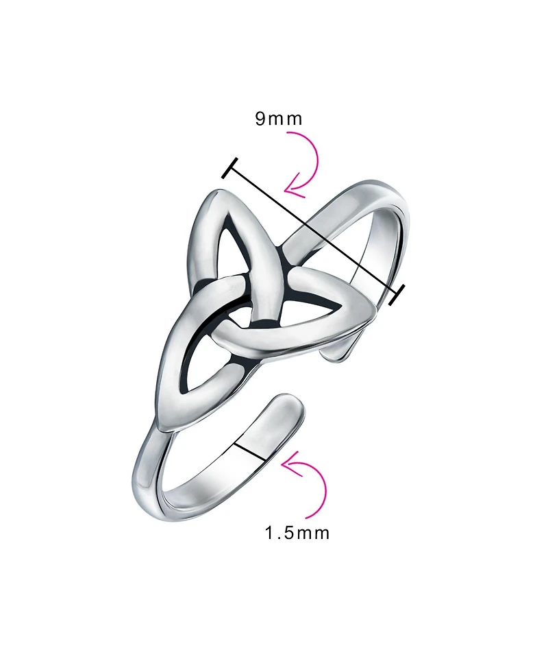 Bling Jewelry Celtic Trinity Knot Work Circle Triquetra Pinky Midi Toe Ring Oxidized Silver Sterling Adjustable