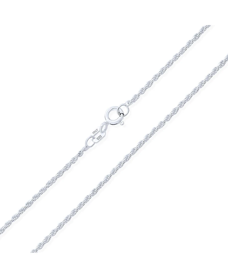 Bling Jewelry Thin 2MM 030 Gauge Strong .925 Sterling Silver Rope Link Chain Necklace