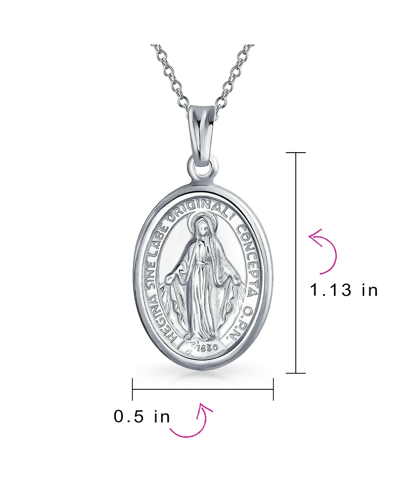 Bling Jewelry Christian Our Lady Of Guadalupe of Catholic Religious Oval Medal Virgin Mary Necklace Pendant For Women or Men Sterling Silver