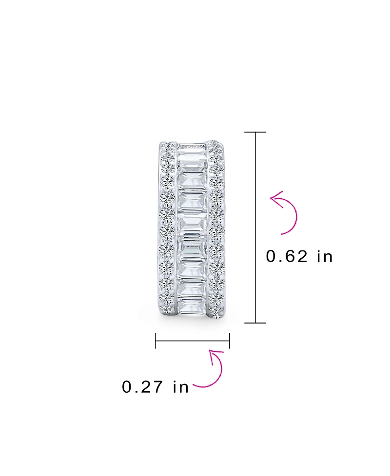 Bling Jewelry Holiday Baguette Cz Half Hoop Shrimp Style Earrings Omega Back Sterling Silver