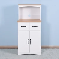 Streamdale White Kitchen Pantry with Microwave Stand and Drawer