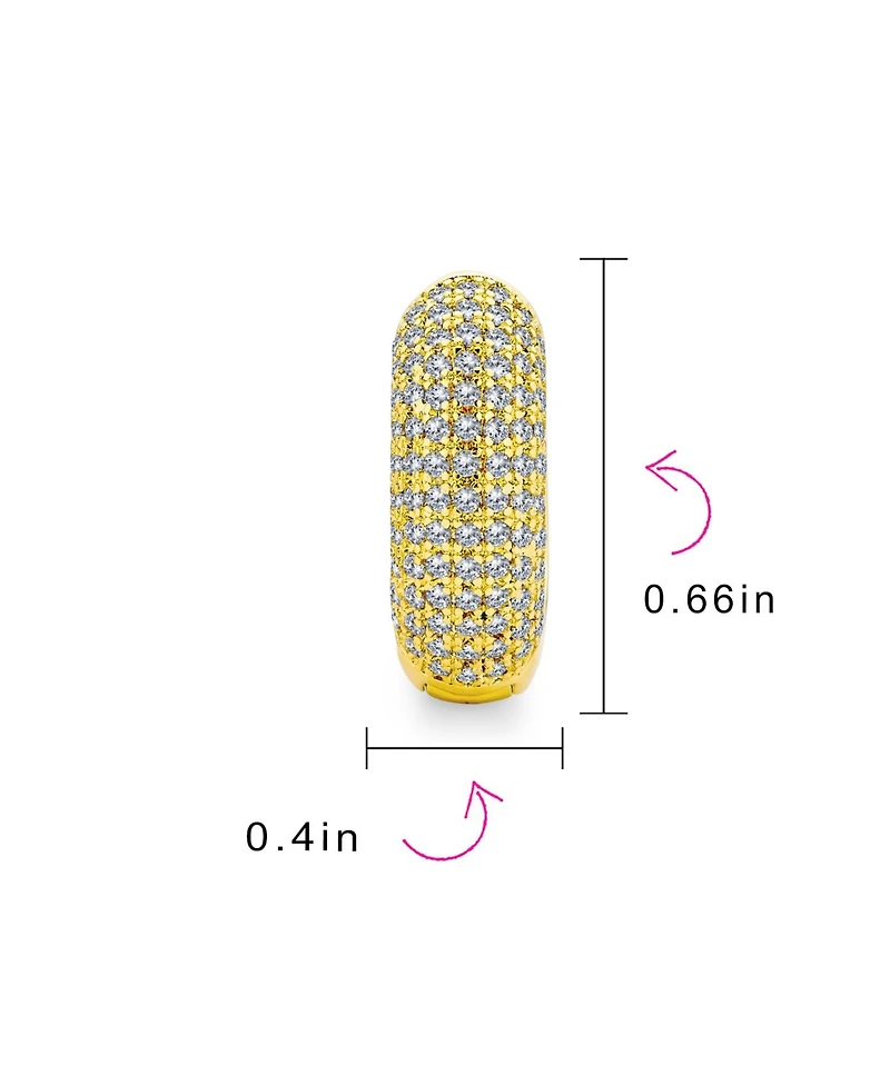 Bling Jewelry Cubic Zirconia Micro Pave Cz Slender Huggie Hoop Earrings Yellow Gold Plated