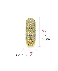 Bling Jewelry Cubic Zirconia Micro Pave Cz Slender Huggie Hoop Earrings Yellow Gold Plated