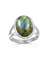 Bling Jewelry Oval Cabochon Bezel Natural Stone Split Shank Boho Statement Ring Sterling Silver