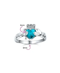 Bling Jewelry Sorority Sister Bff Celtic Irish Friendship Promise Cz Cubic Zirconia Crown Heart Claddagh Ring.925 Sterling Silver