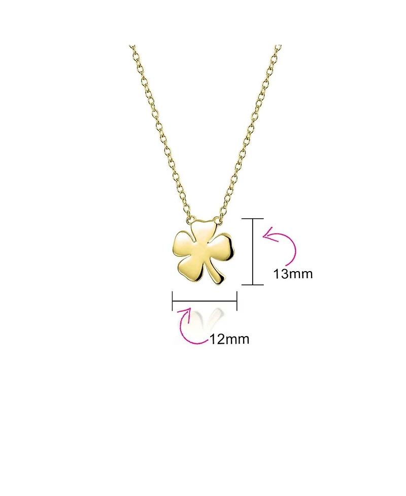 Bling Jewelry Irish Lucky Shamrock Good Luck Charm Four Leaf Clover Pendant Necklace For Women Yellow Gold Plated Sterling Silver
