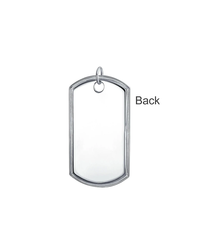 Bling Jewelry Large Army Military Dog Tag Long Bead Ball Chain Pendant Necklace Sterling Silver