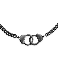 Bling Jewelry Biker Large Statement Chain Handcuff Necklace Black Or Stainless Steel Pendant 20 Inch