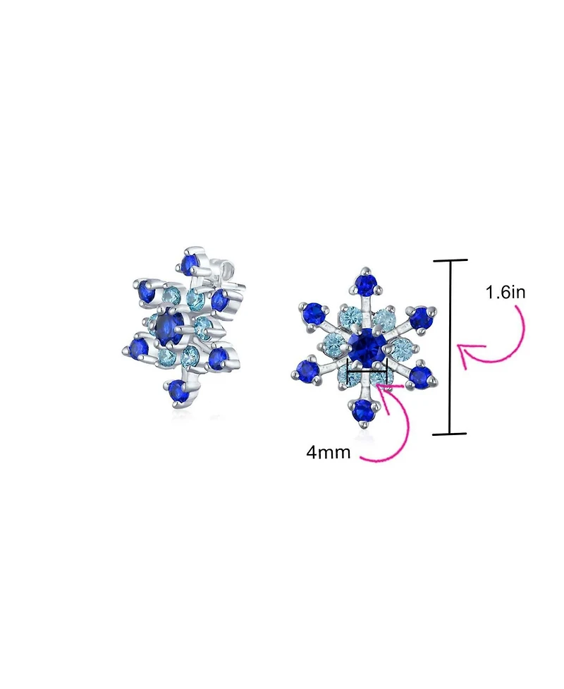 Bling Jewelry Christmas Holiday Party Cz Royal Ice Blue Aqua Cubic Zirconia Star Snowflake Stud Earrings For