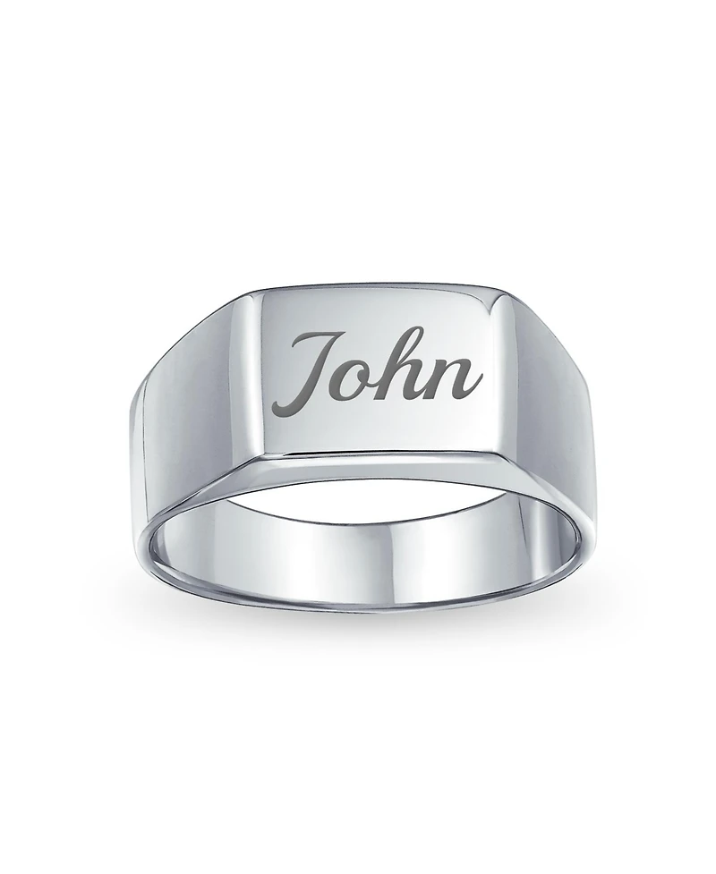 Bling Jewelry Simple Monogram Rectangle Shape Signet Band Ring .925 Sterling Silver