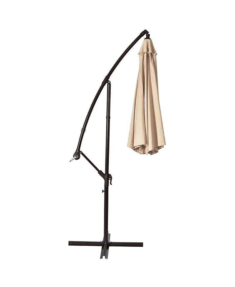Gymax 10 ft Patio Cantilever Offset Umbrella Yard Garden Outdoor w/ 8 Ribs Beige