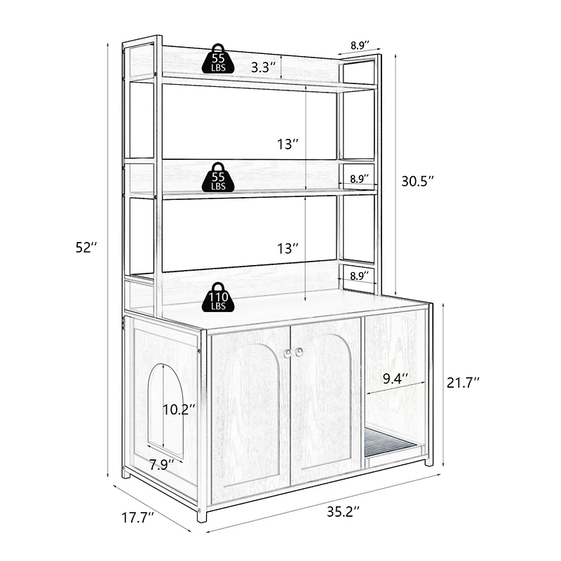Modern Cat Litter Box Enclosure with Storage