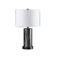 Streamdale Furniture 21.25" In Cynx Led Night Light Mid-Century Glass Black Chrome Table Lamp