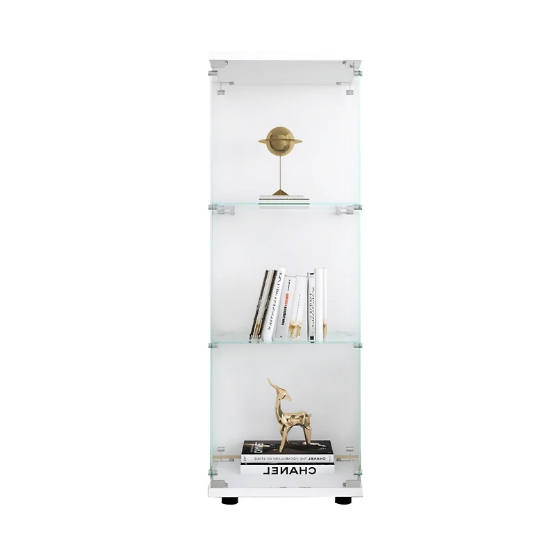 Streamdale Furniture White Glass Display Cabinet with 3 Shelves