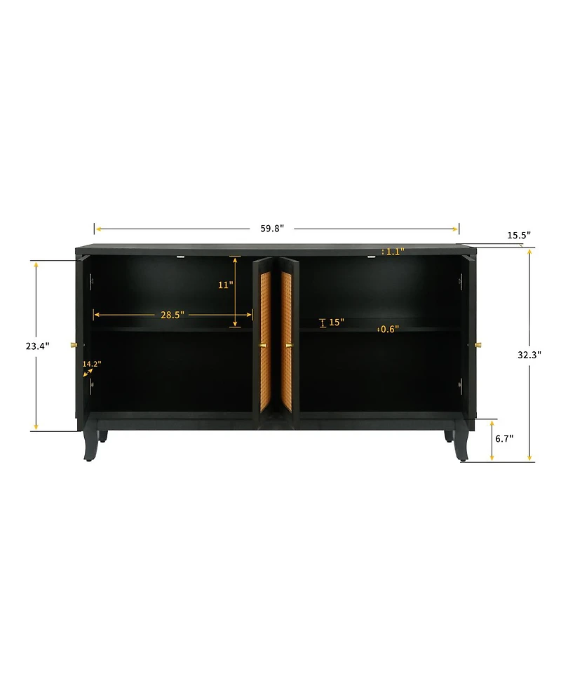 Streamdale Furniture Rattan Sideboard, Storage Cabinet, Console Table