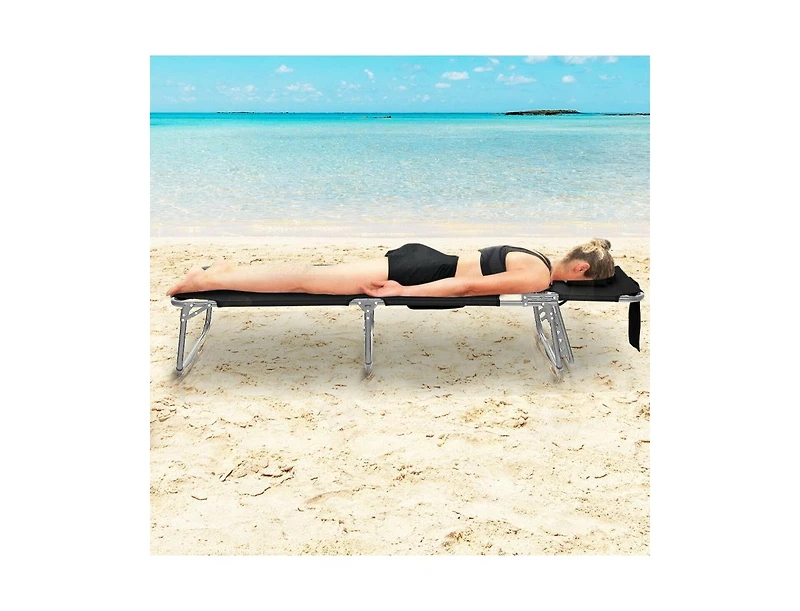 Slickblue Folding Beach Lounge Chair with Pillow for Outdoor