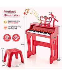 Slickblue 37 Keys Music Piano with Microphone Kids Piano Keyboard with Detachable Music Stand