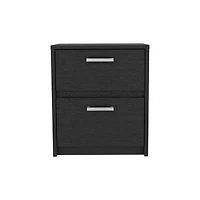 Simplie Fun Trivor 2 Drawers Nightstand, Metal Handles - Black