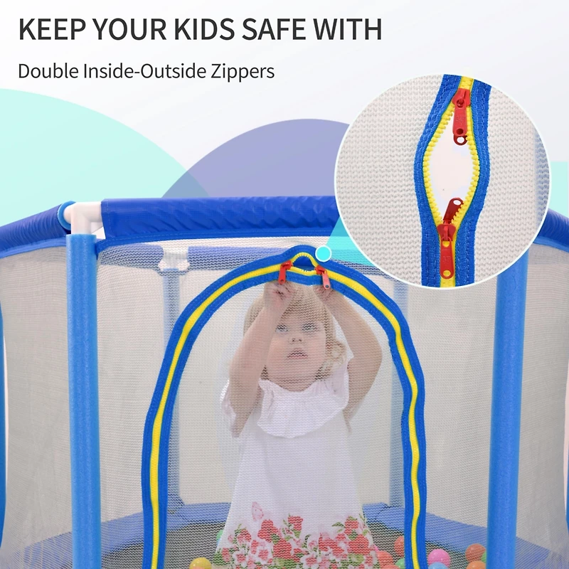 Streamdale 55" Kids Trampoline with Safety Net & Balls Indoor/Outdoor Fun