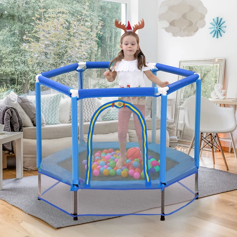 Streamdale 55" Kids Trampoline with Safety Net & Balls Indoor/Outdoor Fun