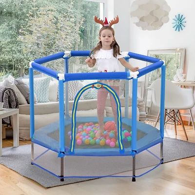 Streamdale 55" Kids Trampoline with Safety Net & Balls Indoor/Outdoor Fun