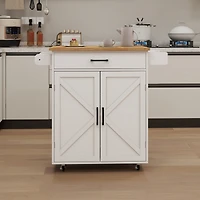 Simplie Fun Rolling Kitchen Trolley Cart with Shelves & Towel Rack