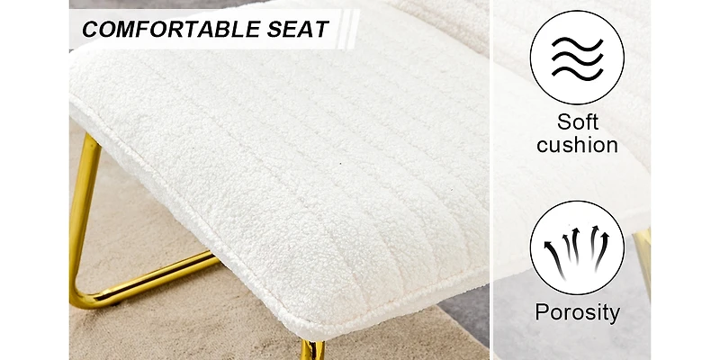 White armless sofa chair with gold legs. Versatile for any space