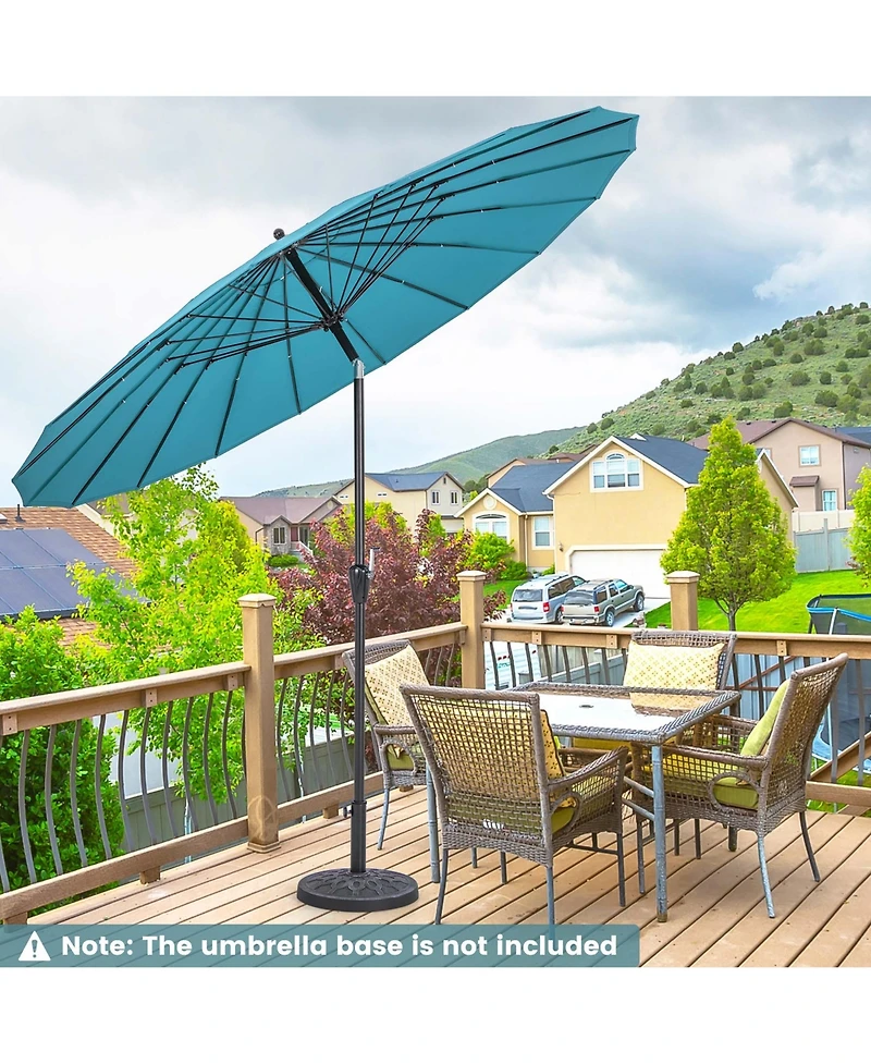 9 Ft Patio Round Market Umbrella with Push Button Tilt, Crank Handle