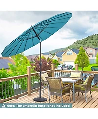 9 Ft Patio Round Market Umbrella with Push Button Tilt, Crank Handle