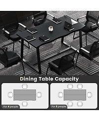Costway 63" Large Dining Table for 4-6 People with Wavy Edge Heavy-duty Metal Frame