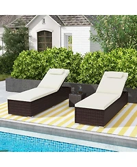 Patio Chaise Lounge with 6-level Backrest