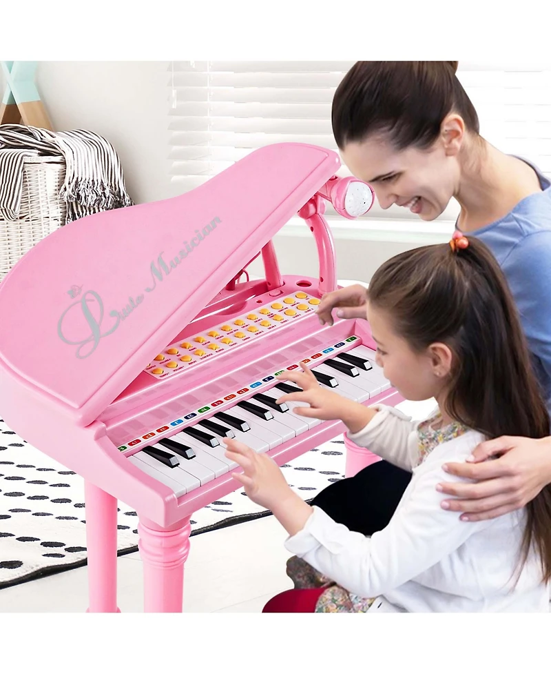 31 Keys Kids Piano Keyboard Toy Toddler Musical Instrument with Stool & Microphone