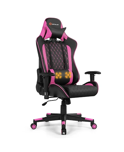Massage Gaming Chair Reclining Racing w/Lumbar Support