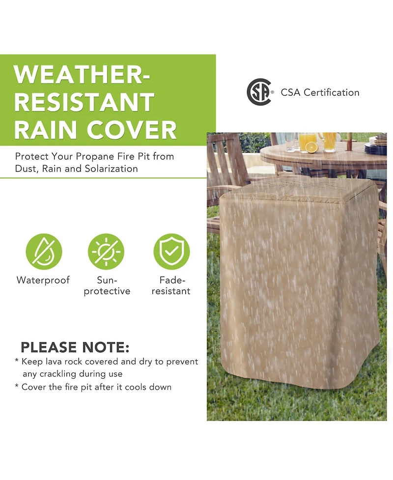 Costway 16'' Square Outdoor Propane Fire Pit w/Lava Rocks Waterproof Cover 30,000 Btu