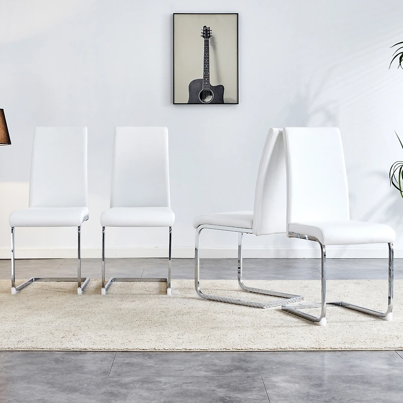 Pu Leather Dining Chairs, Set of 4, White