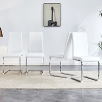 Pu Leather Dining Chairs, Set of 4, White