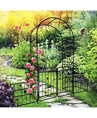 Streamdale Furniture Metal Garden Arch with Gate, 79.5" W x 86.6" H