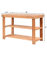 Costway 2-Tier Bamboo Shoe Bench Storage Racks Seat Organizer Entryway Hallway