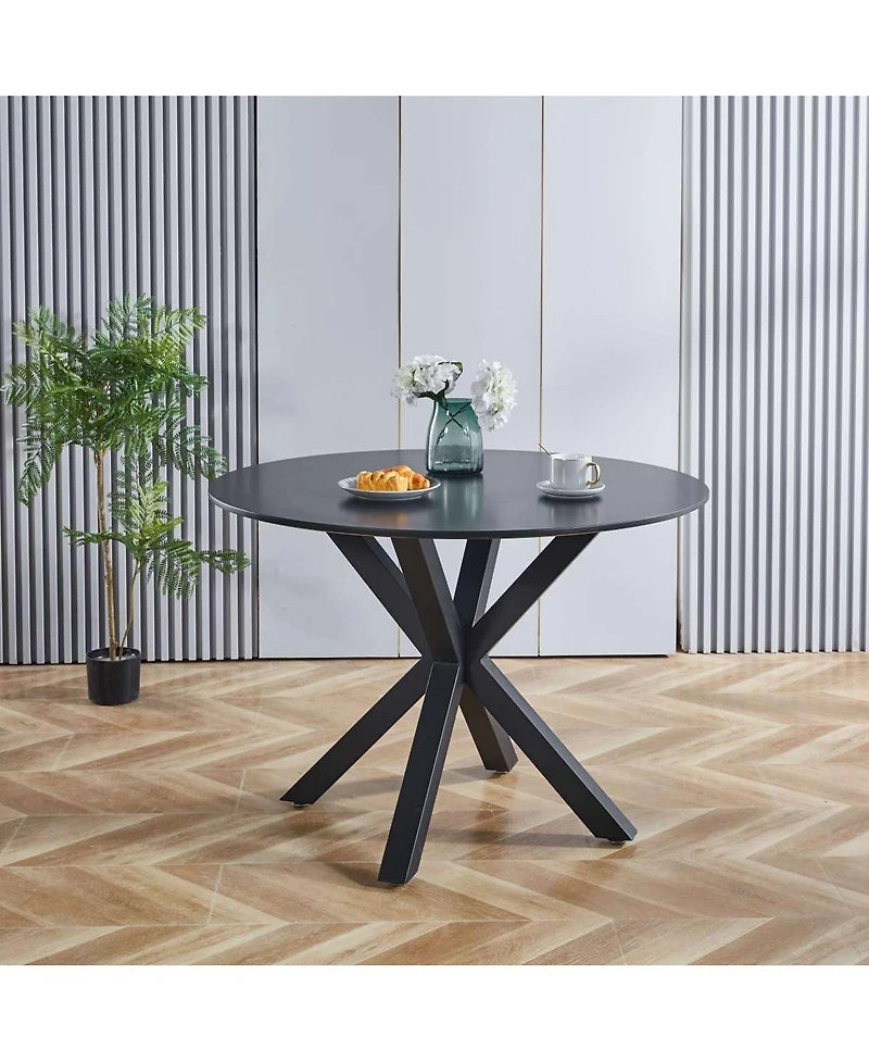 Streamdale Furniture Mid-Century Black Dining Table for 4-6 People