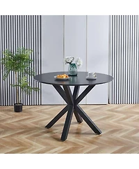 Streamdale Furniture Mid-Century Black Dining Table for 4-6 People