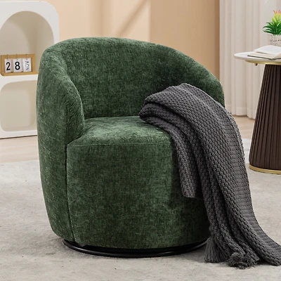 Streamdale Green Chenille Swivel Accent Barrel Chair