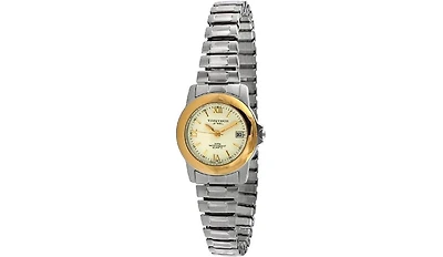 Timetech Women s Two Tone Nurses Watch with Expansion Flex Stainless Steel Band with Calendar