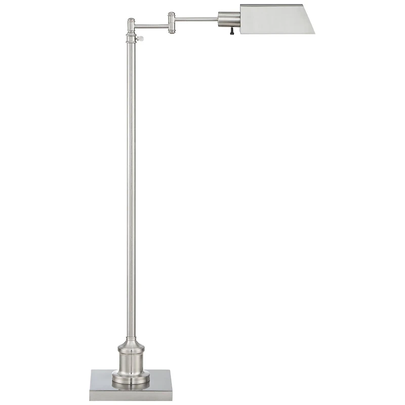 Regency Hill Jenson Traditional Pharmacy Swing Arm Floor Lamp 54" Tall Adjustable Brushed Nickel Metal Shade for Living Room Reading Bedroom