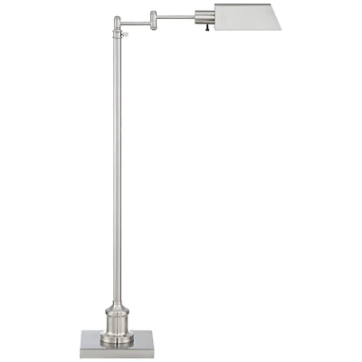 Regency Hill Jenson Traditional Pharmacy Swing Arm Floor Lamp 54" Tall Adjustable Brushed Nickel Metal Shade for Living Room Reading Bedroom