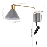 Jonathan Y Max Swing Arm Modern Midcentury Iron Usb Charging Port Led Sconce