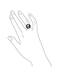 Bling Jewelry Black White Cameo Silver Ring Punk Rock Biker Jewelry Sterling