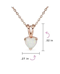 Bling Jewelry Danity Opulence 5CT Solitaire White Synthetic Opal Heart Shape Pendant Necklace Rose Gold Plated Sterling Silver