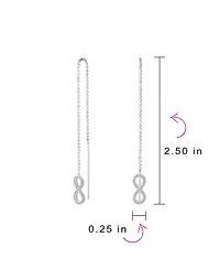 Bling Jewelry Geometric Figure Eight Long Pave Cz Ball Chain Love Knot Symbol Infinity Threader Earrings Sterling Silver