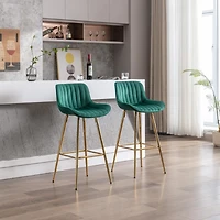 Streamdale Luxurious Velvet Bar Stools (Set of 2)